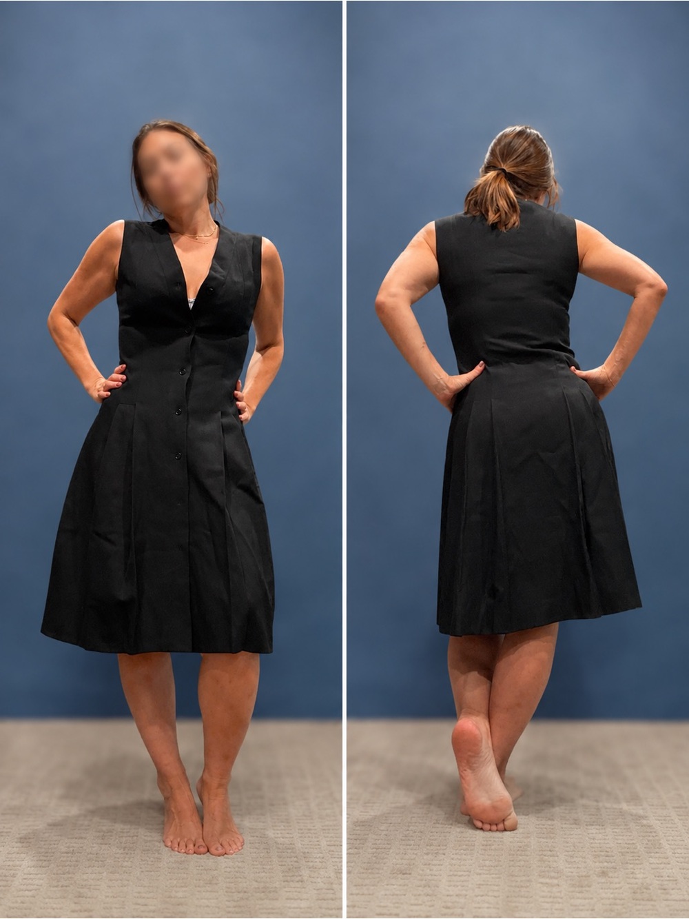 Vintage (Union Tag) Black Sleeveless Midi Dress with buttons (READ FOR SIZING)